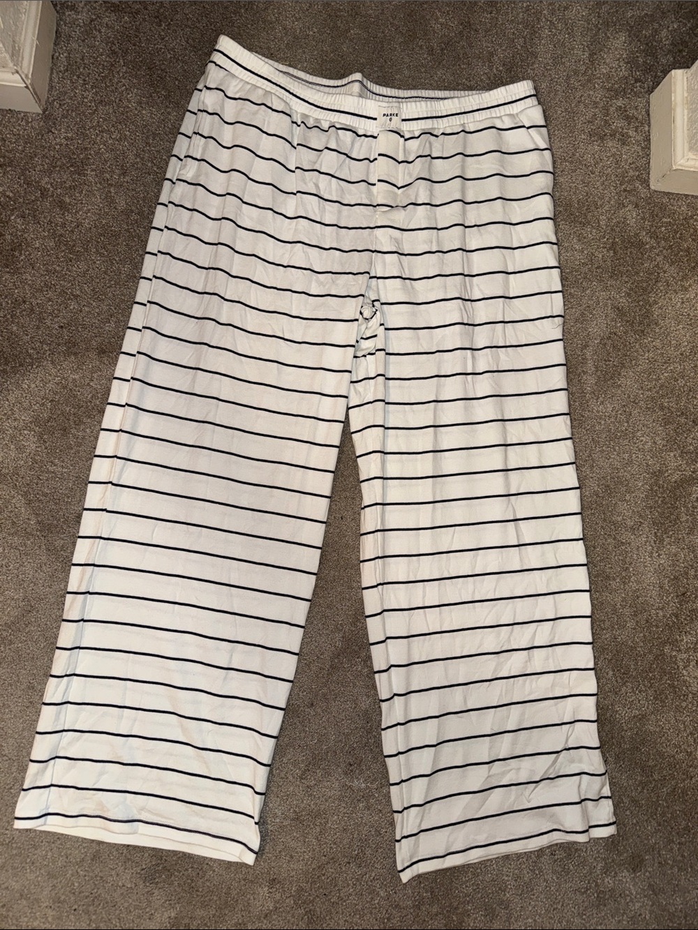 Parke X Target Black and White Striped Wide-Leg Pants